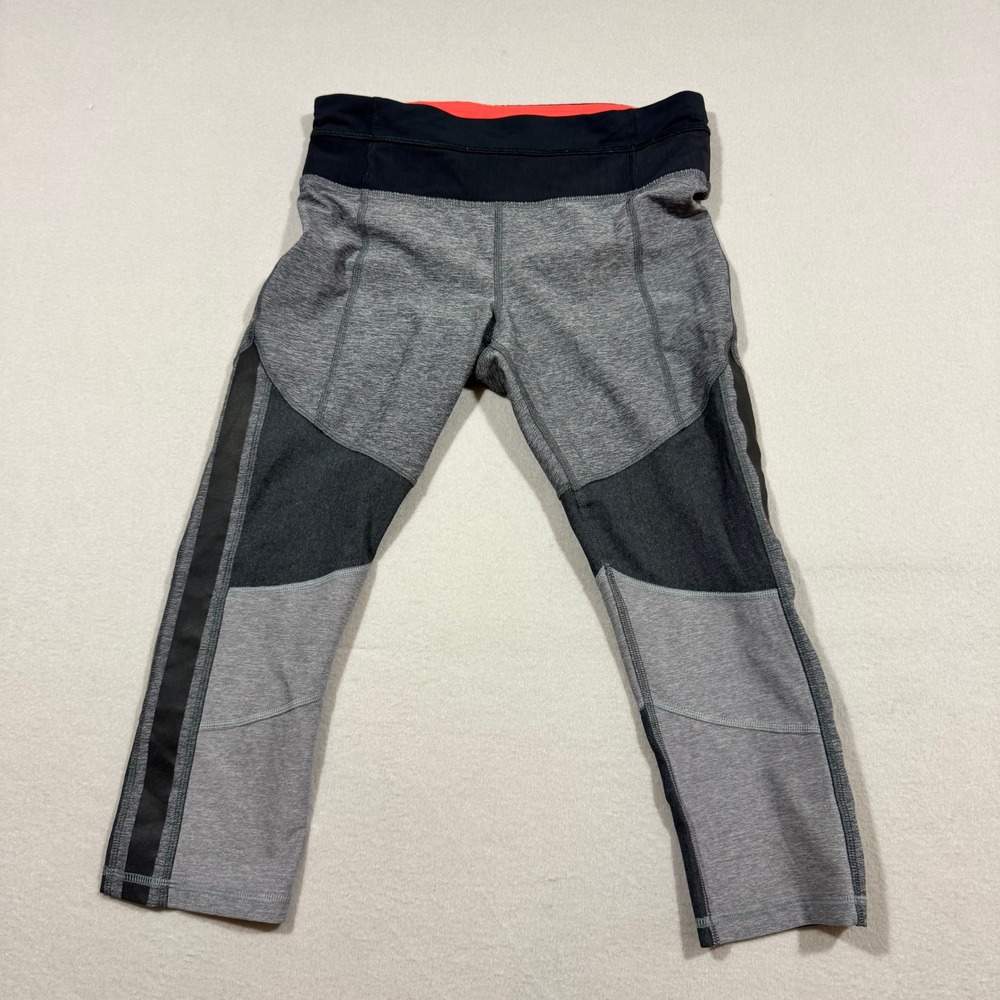 Lululemon Run Speed Crop Leggings Gray Space Dye Colorblock‎ Womens Size 6